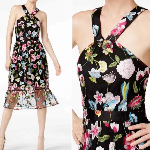 CR By Cynthia Rowley Embroidered Halter Dress, Size M - Picture 1 of 5